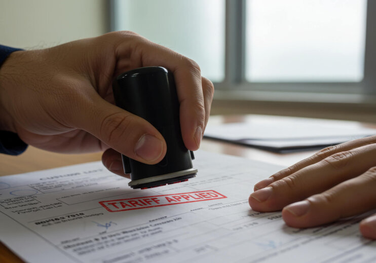 Zollstempel auf Dokument – Tarifprüfung und Verifikation.